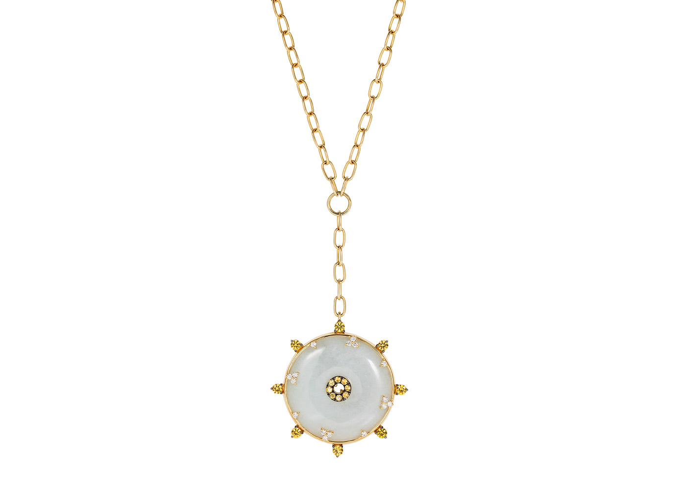  Nadine Aysoy 'Celeste' pendant necklace in jadeite, sapphires and diamonds 