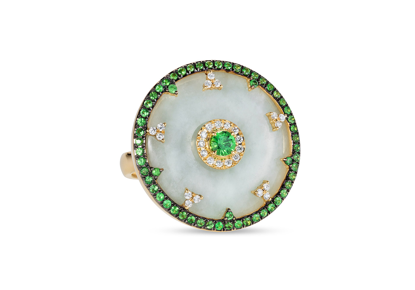 Nadine Aysoy 'Celeste' ring in jadeite, tsavorite and diamonds 