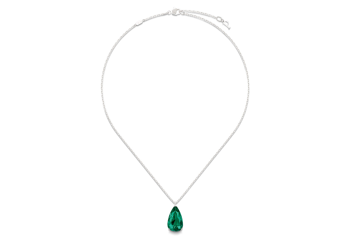  Piaget 7.50ct pear cut Colombian emerald from ‘Green Borealis’ necklace from the ‘Sunset Escape’ collection