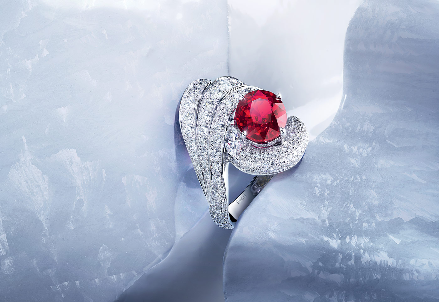  Piaget ‘Celestial Parade’ ring from the ‘Exalting Sights’ line with 3.17 ct Mozambique ruby and diamonds 