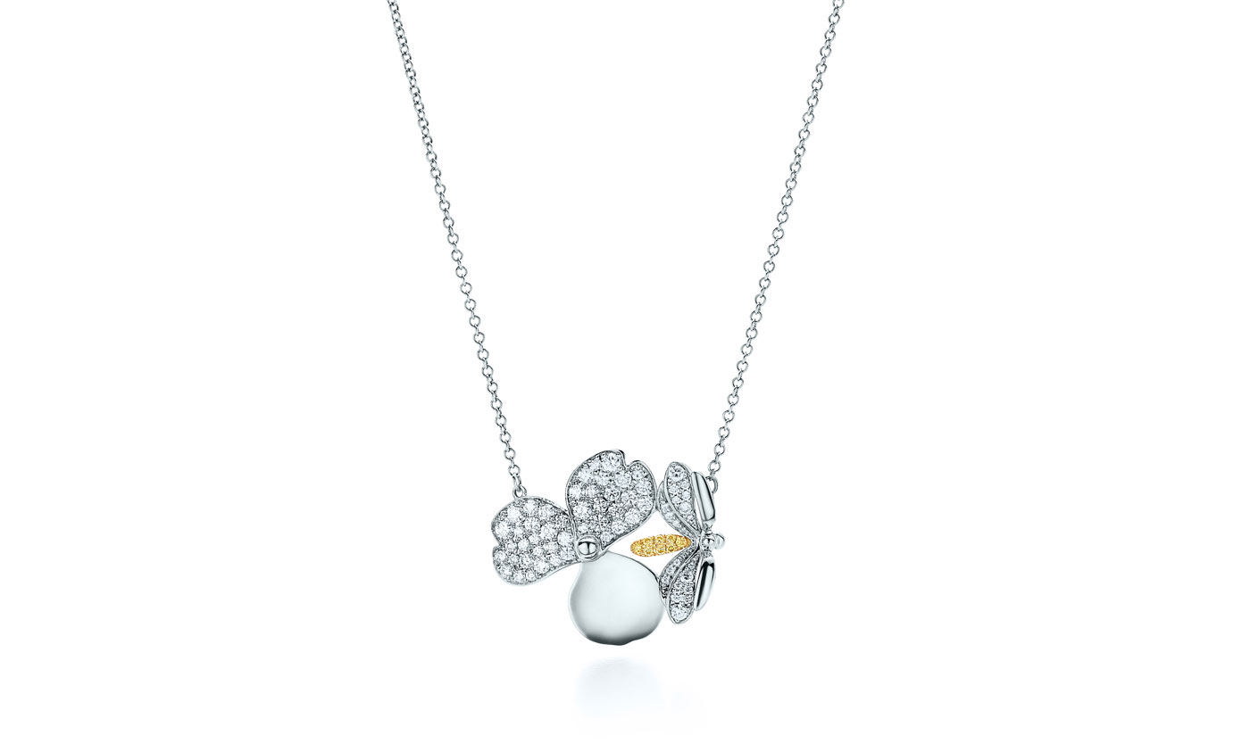  Tiffany & Co. 'Paper Flowers' collection 'Cluster' necklace in yellow and colourless diamonds and platinum
