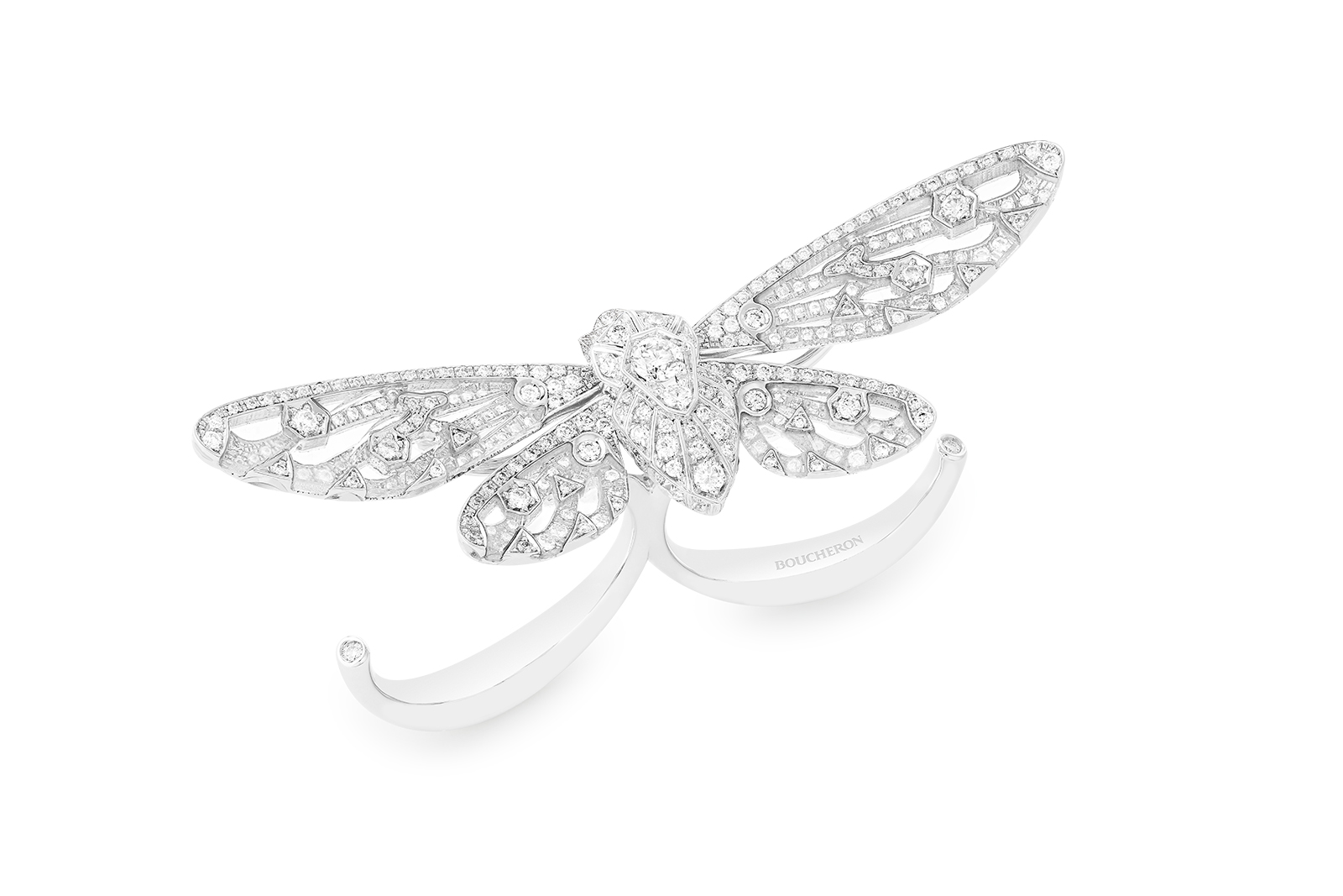 Boucheron ‘Cigale des Neiges’ double ring in diamonds and white gold