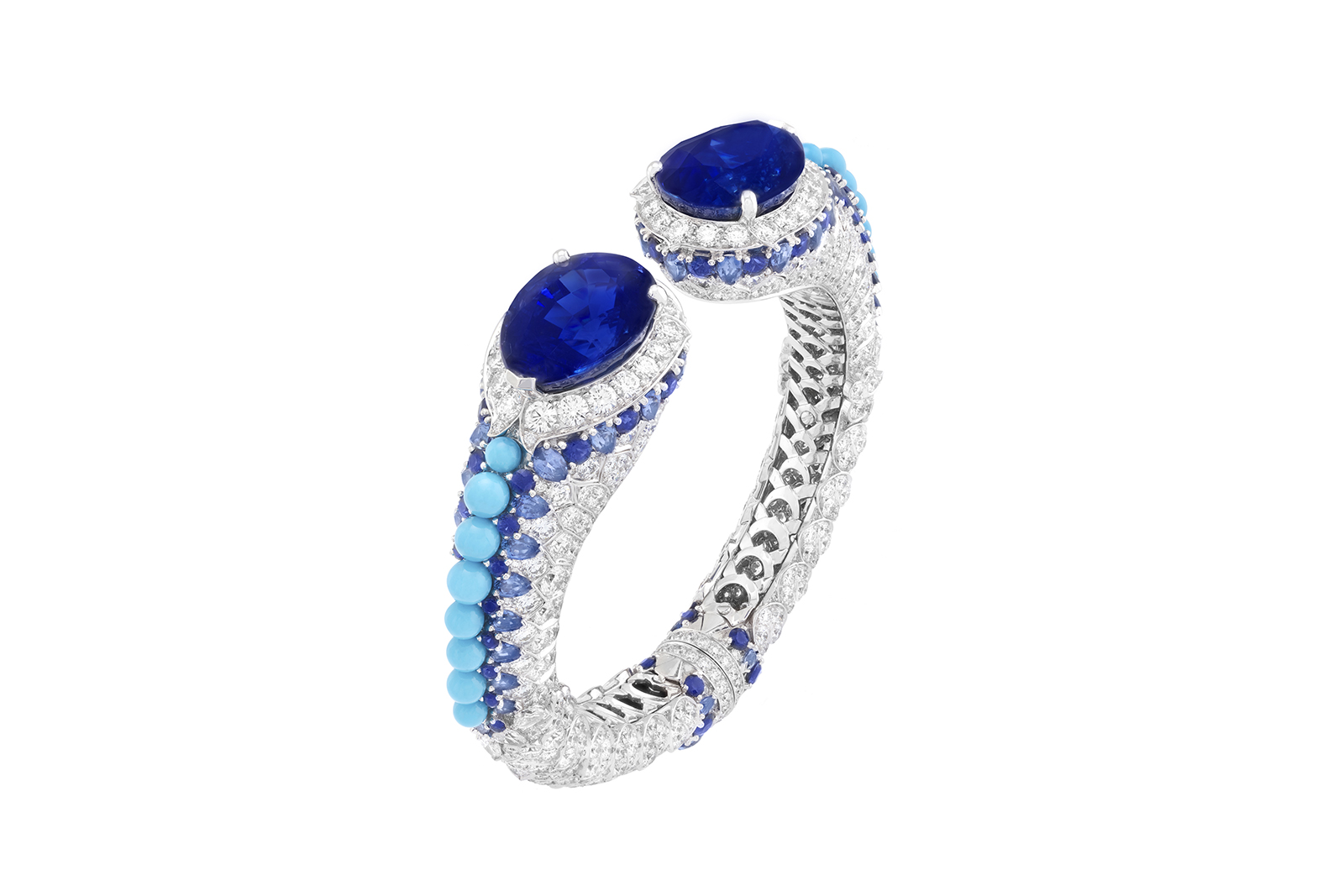  Van Cleef & Arpels ‘Traversée Etoile’ bracelet from the ‘Twelve Dancing Princesses’ line with 50.03ct pear cut Burmese sapphires, turquoise and diamonds