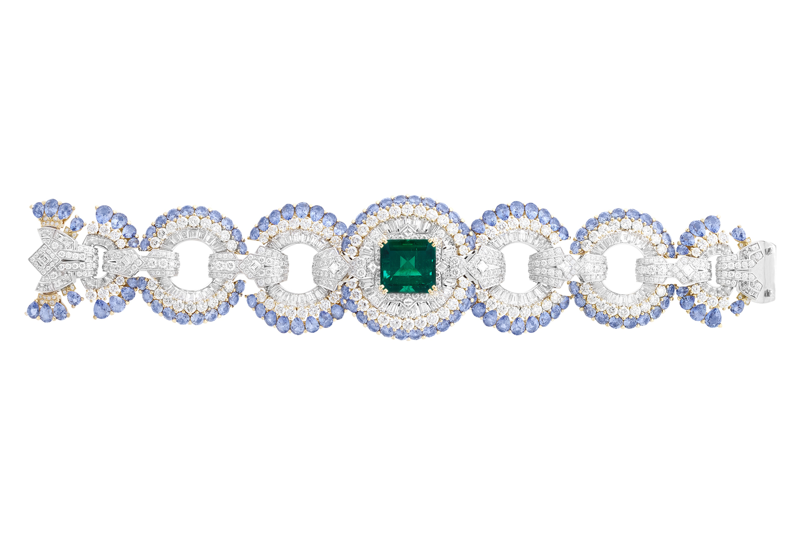  Van Cleef & Arpels ‘Carrousel des Demoiselles’ bracelet from ‘The Three Feathers’ with 10.41ct Brazilian emerald, sapphires and diamonds