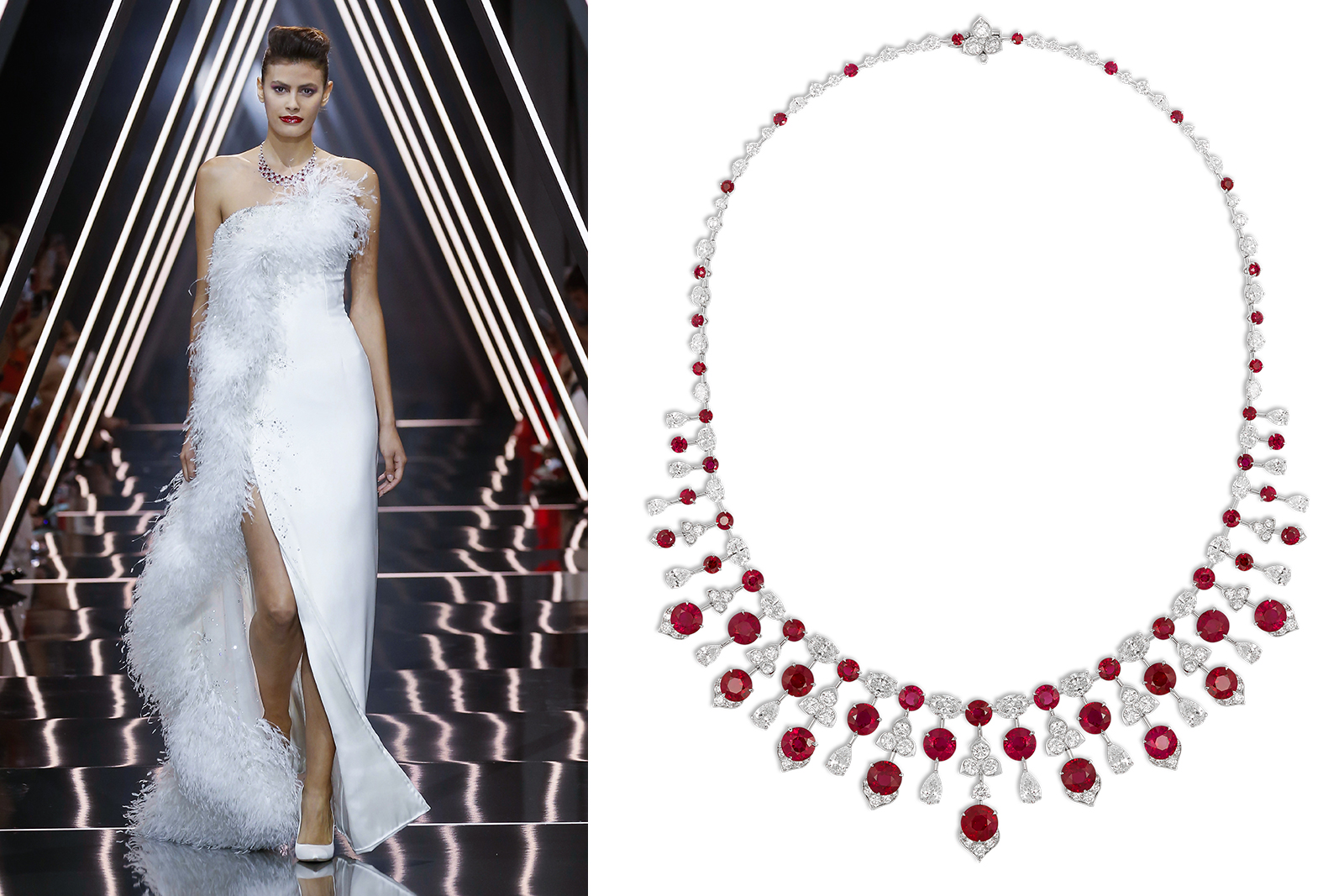   David Morris ‘Trillium’ necklace with over 40ct Burmese rubies and diamonds