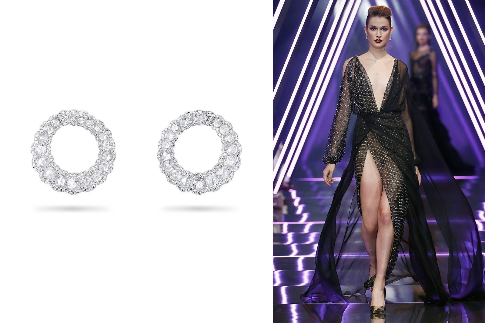  David Morris hoop earrings with rose cut diamonds