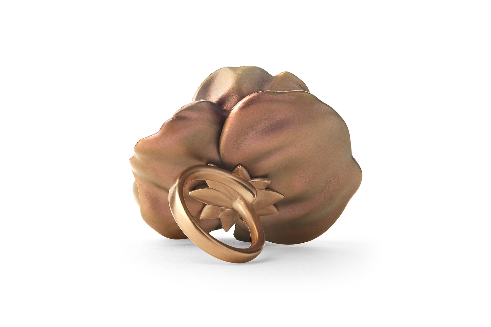  Rear view of Boucheron ‘Eternal Flowers’ line ‘Pivoine Coral Charm’ ring with 8.18 carat imperial topaz in red gold