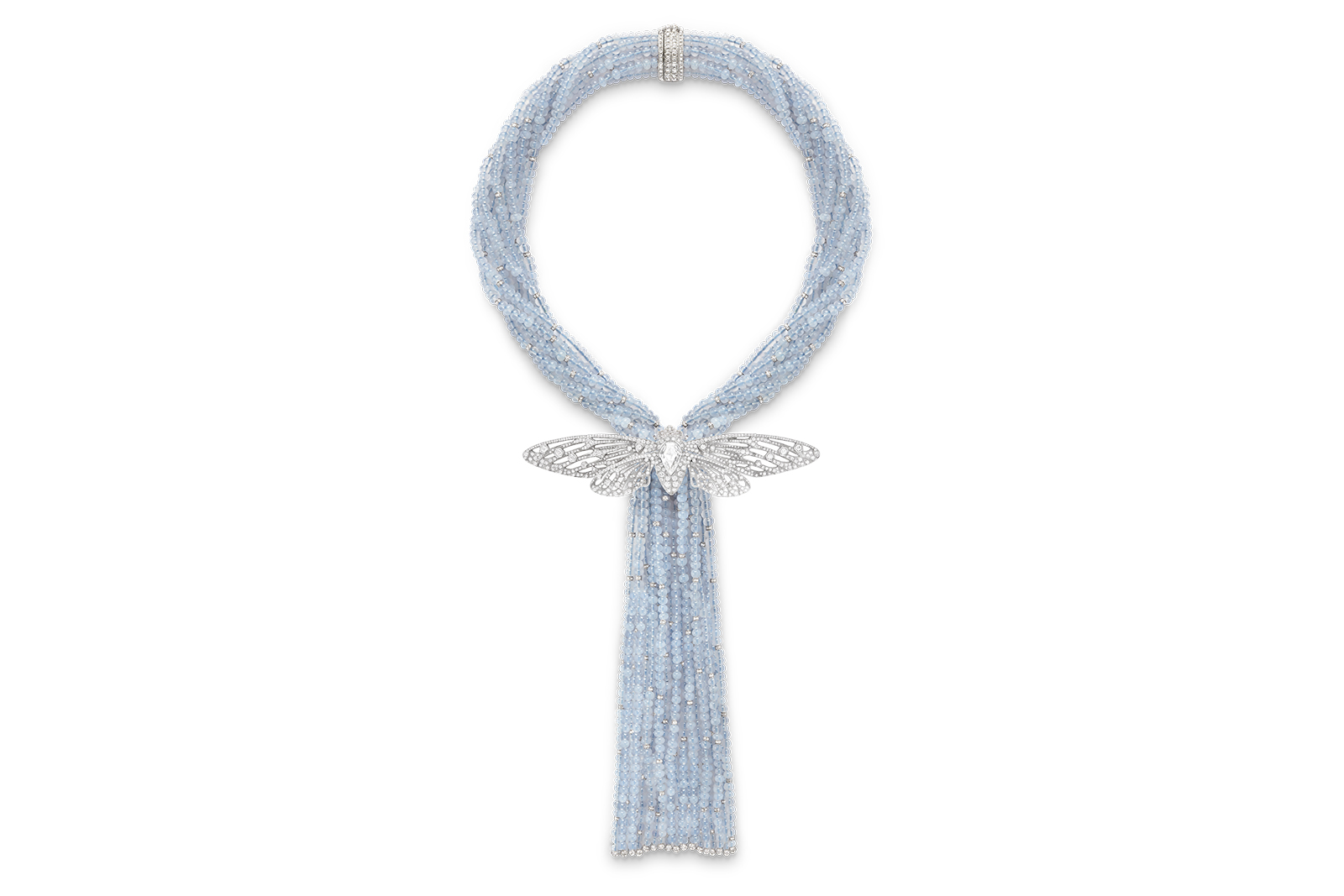  Boucheron 'Cigale des Neiges' necklace set with chalcedony, pavéd with diamonds on white gold