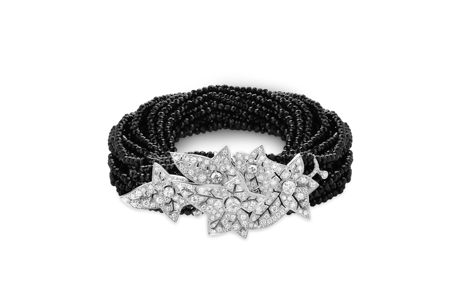  Boucheron 'Lierre de Paris' bracelet set with black spinels and pavéd with diamonds in white gold