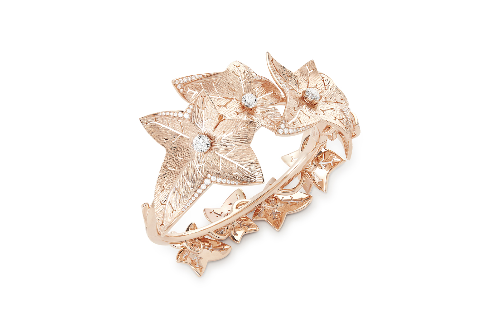  Boucheron 'Lierre de Paris' bracelet pavéd with diamonds on pink gold