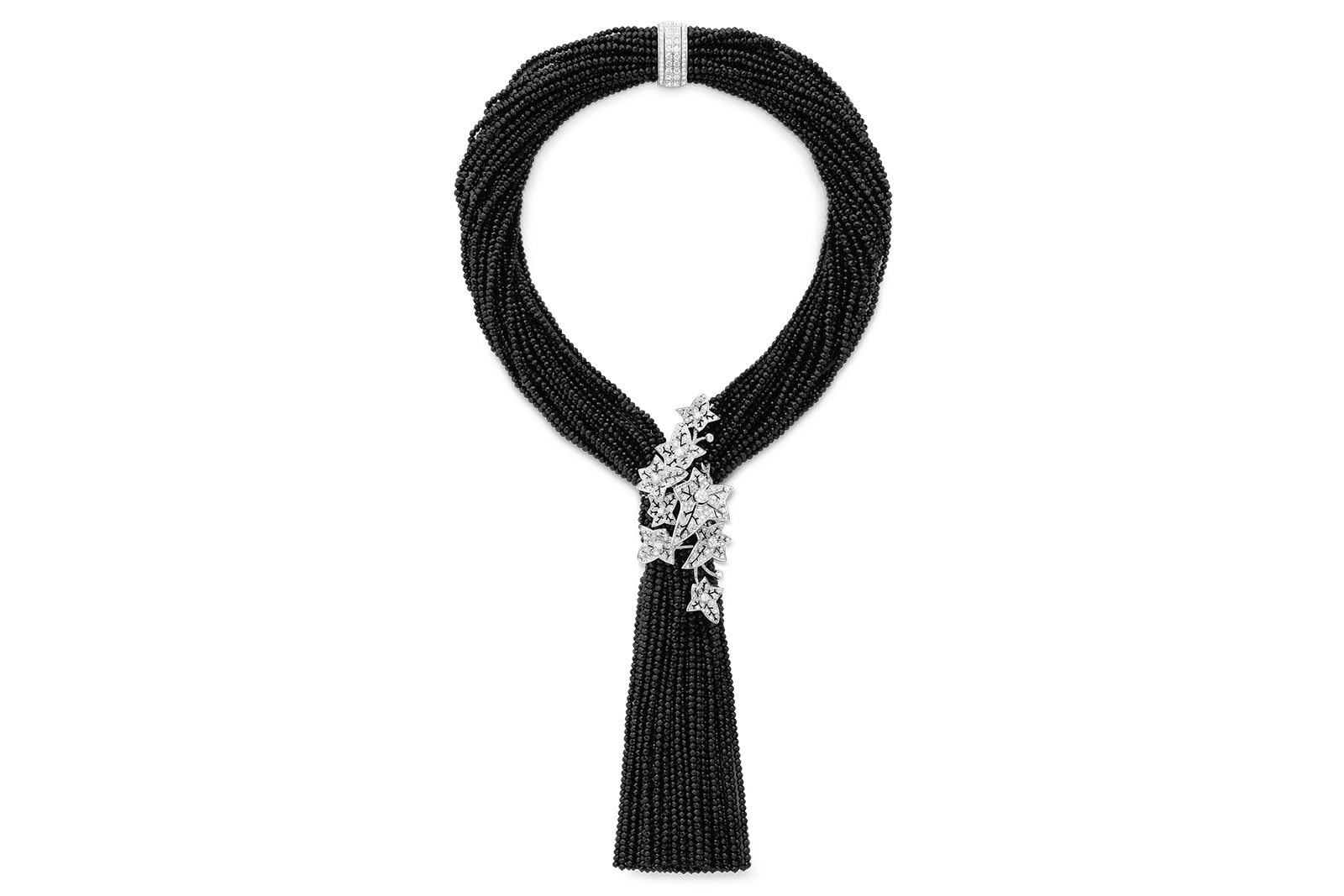 Boucheron 'Lierre de Paris' necklace set with black spinels and pavéd with diamonds on white gold
