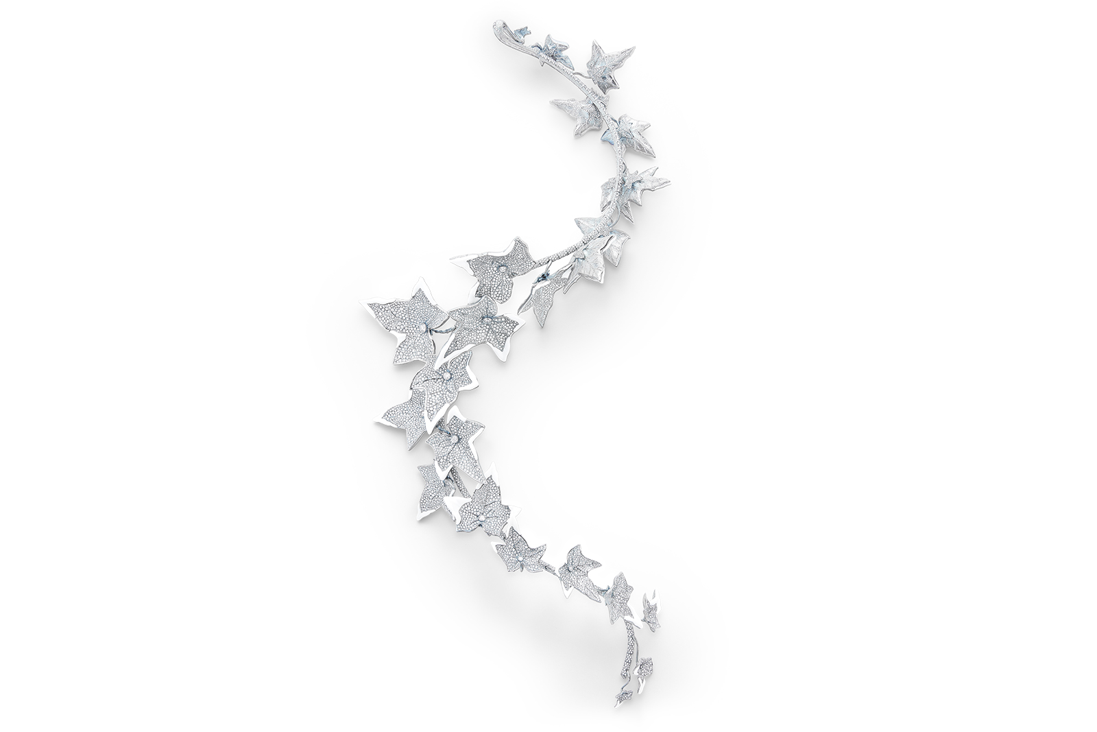  Boucheron 'Lierre de Paris' necklace unfolded, pavéd with diamonds on titanium