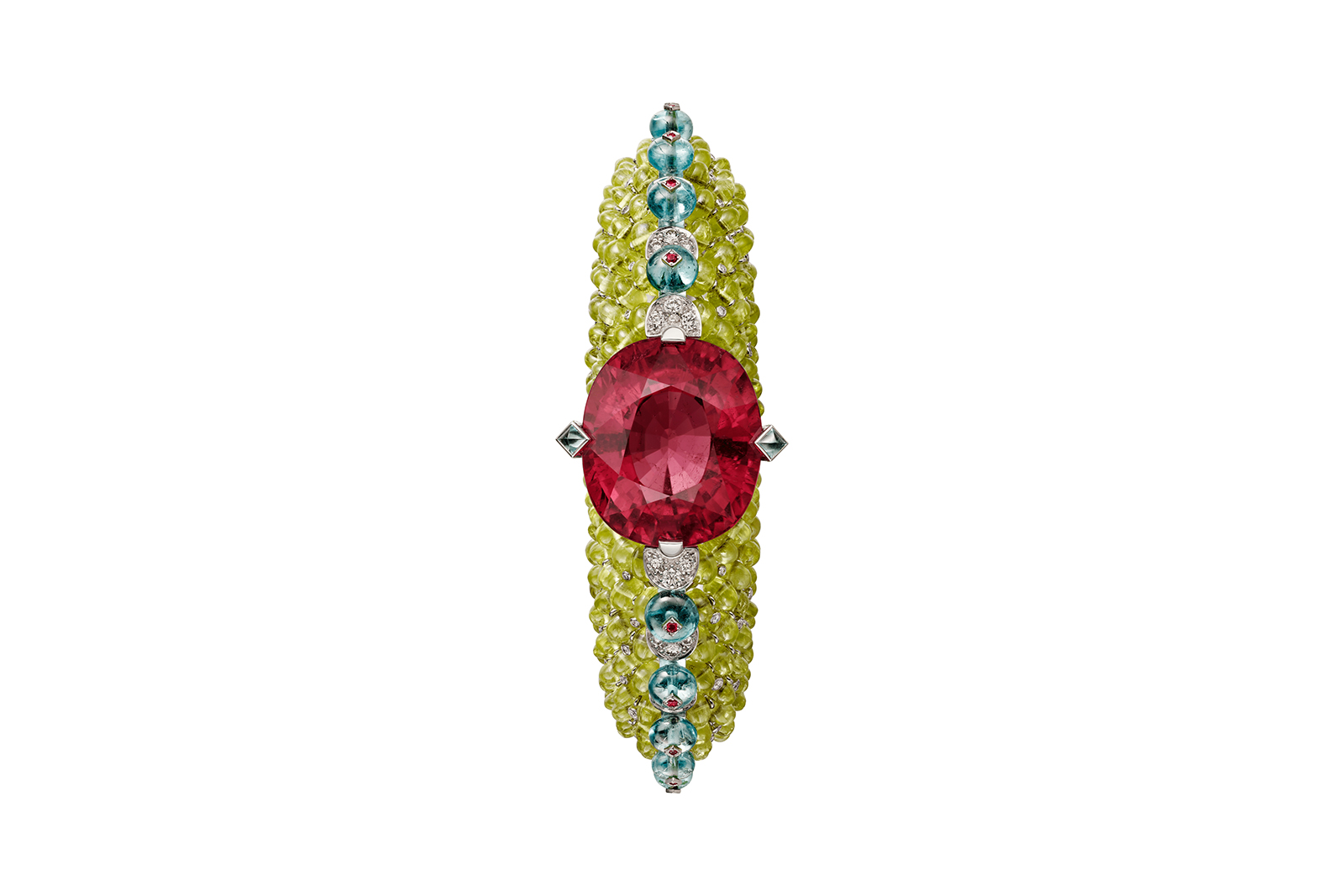 Cartier 'Holika' bracelet from the 'Coloratura' collection in 30ct cushion cut rubellite, accented with tourmaline and chrysoberyl and diamonds 
