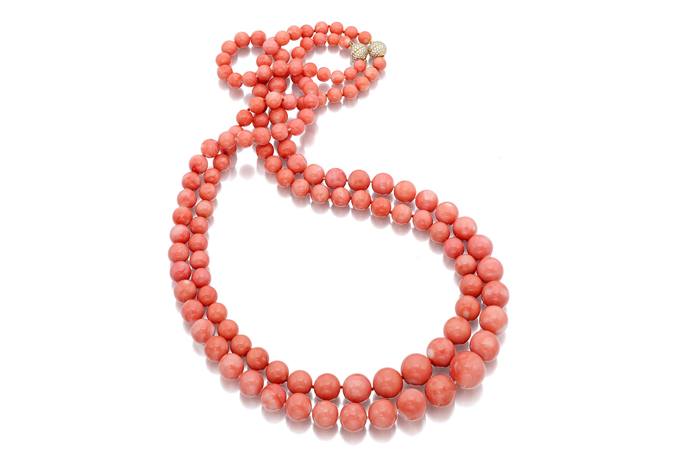  Assael necklaces with Angel Skin coral and diamonds 