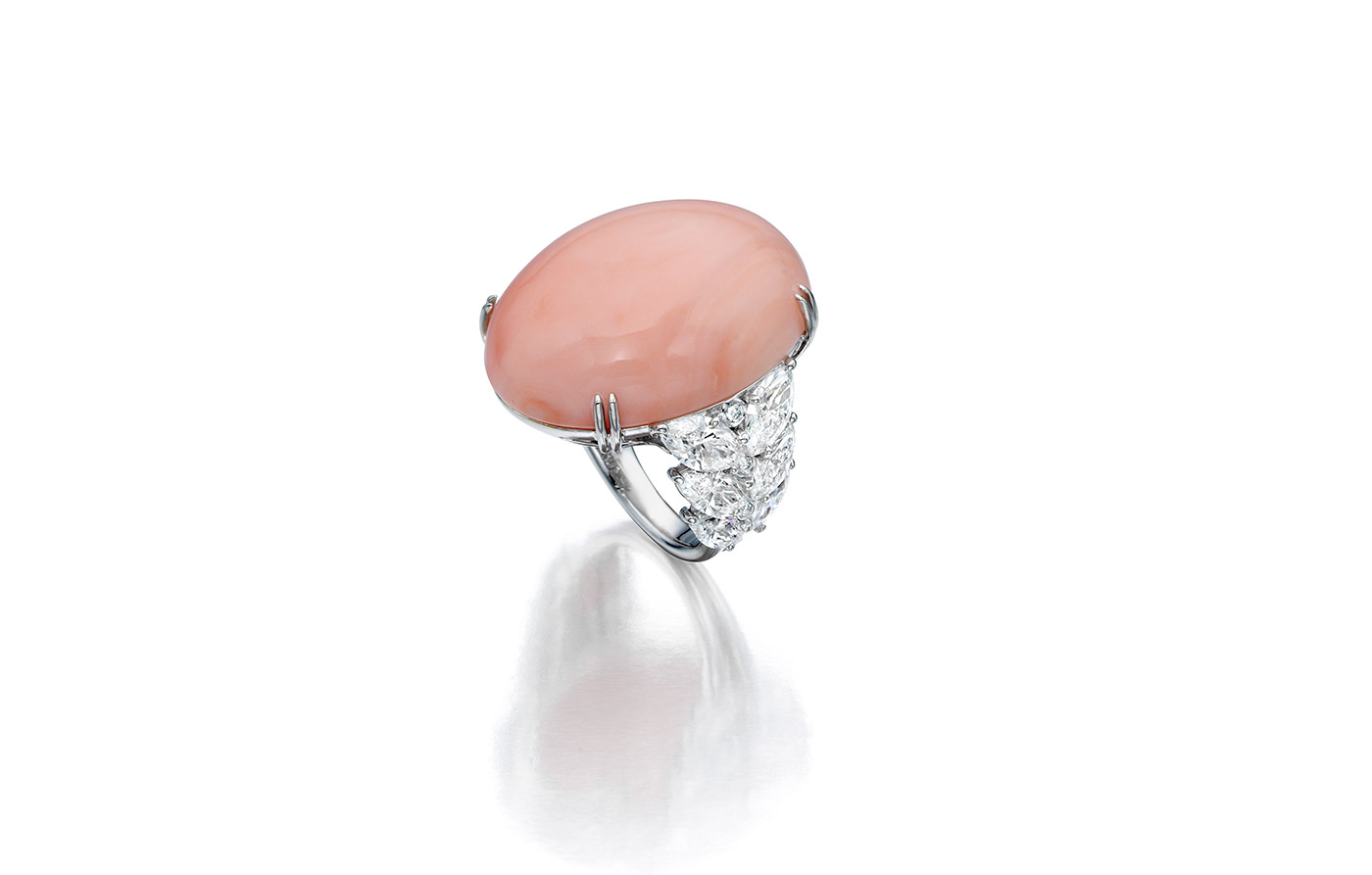  Assael cocktail ring with Angel Skin coral and diamonds 