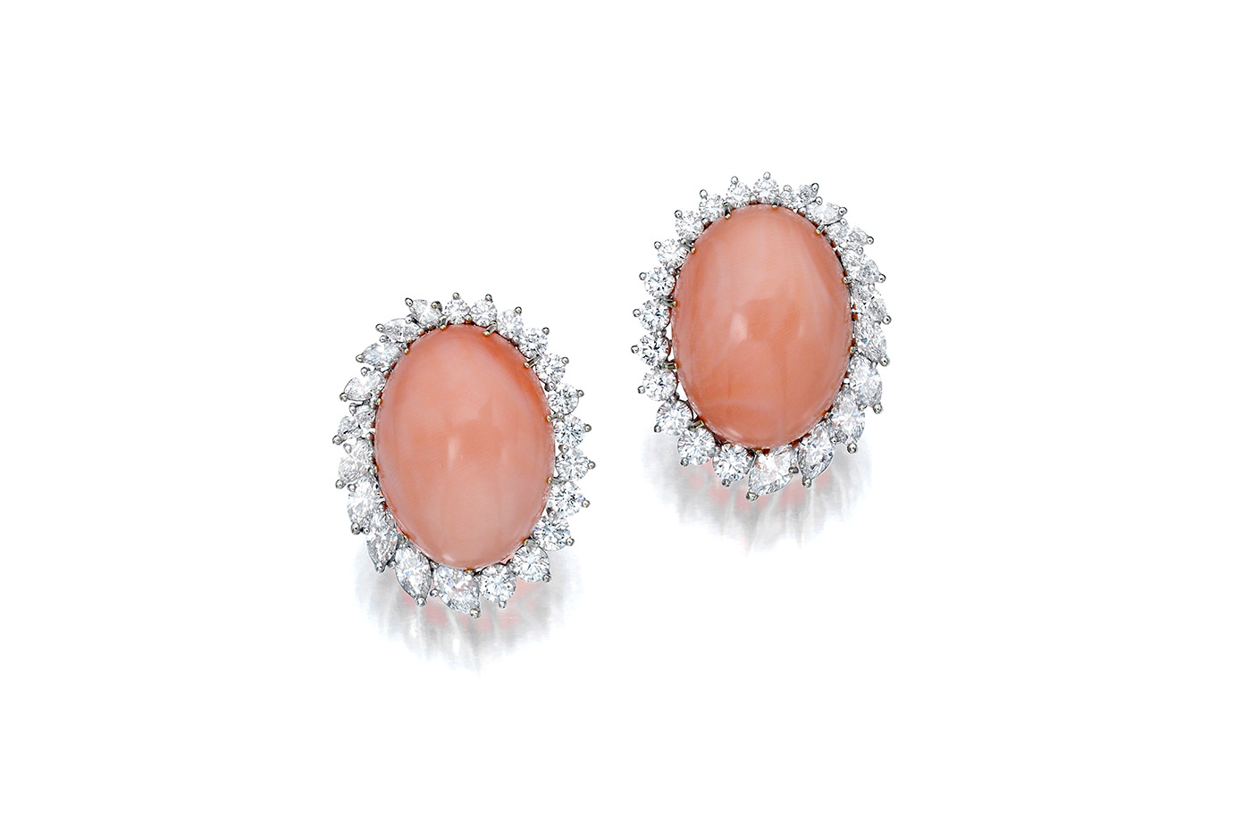  Assael earrings with Angel Skin coral and diamonds 
