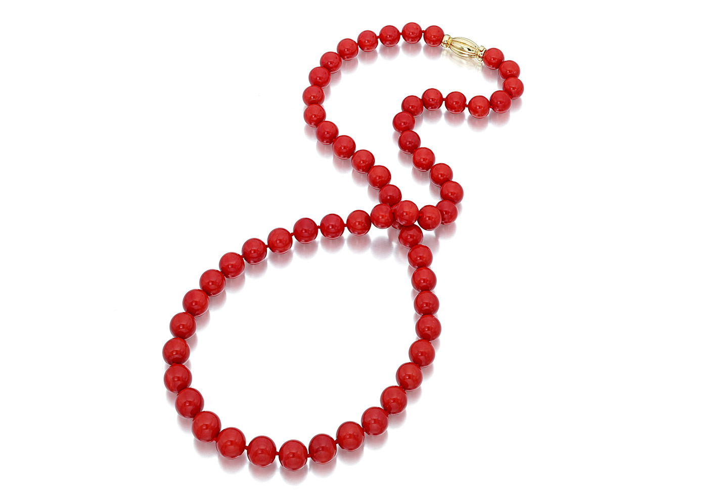 Assael 33 inch necklace with Sardinian coral and yellow gold
