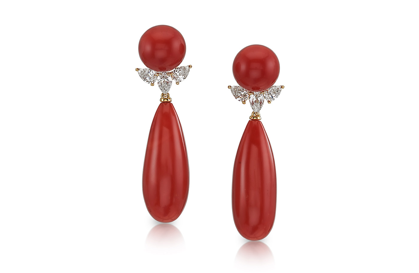  Assael 'Hearts Desire' drop earrings with Sardinian coral and diamonds