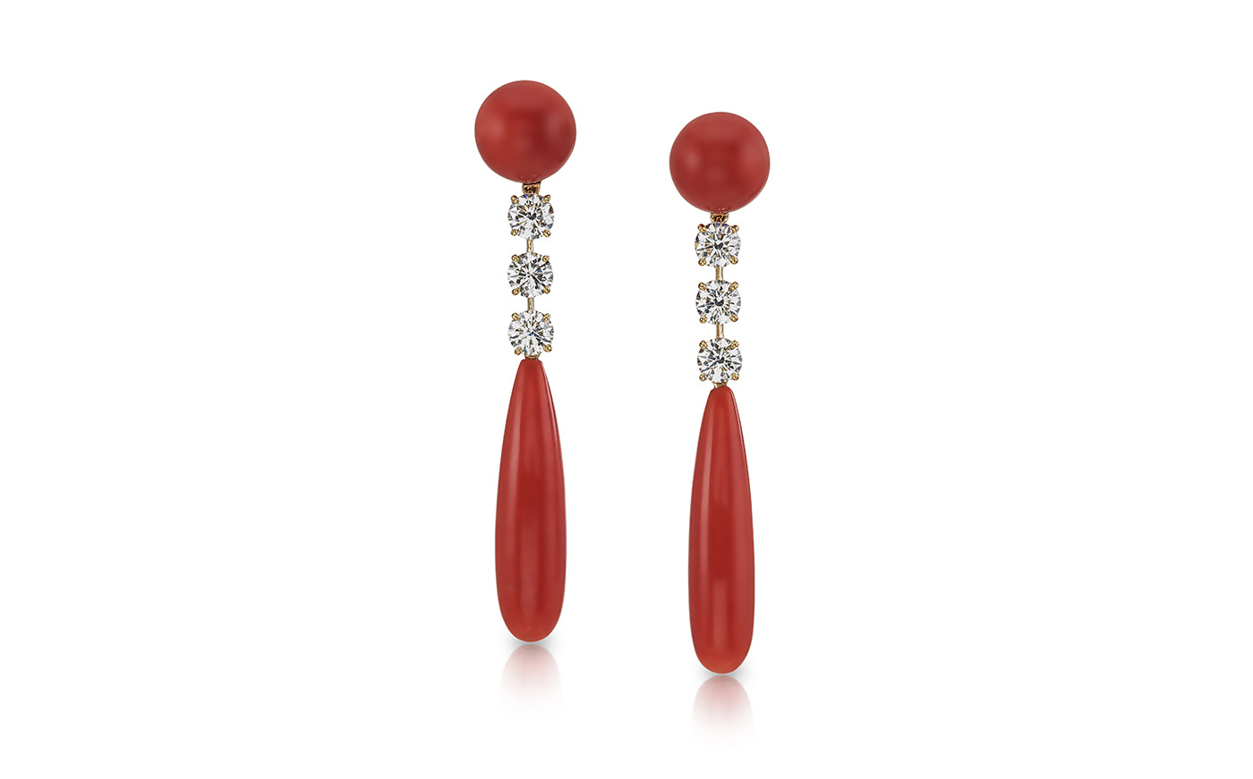  Assael 'Hot Number' drop earrings with Sardinian coral and diamonds