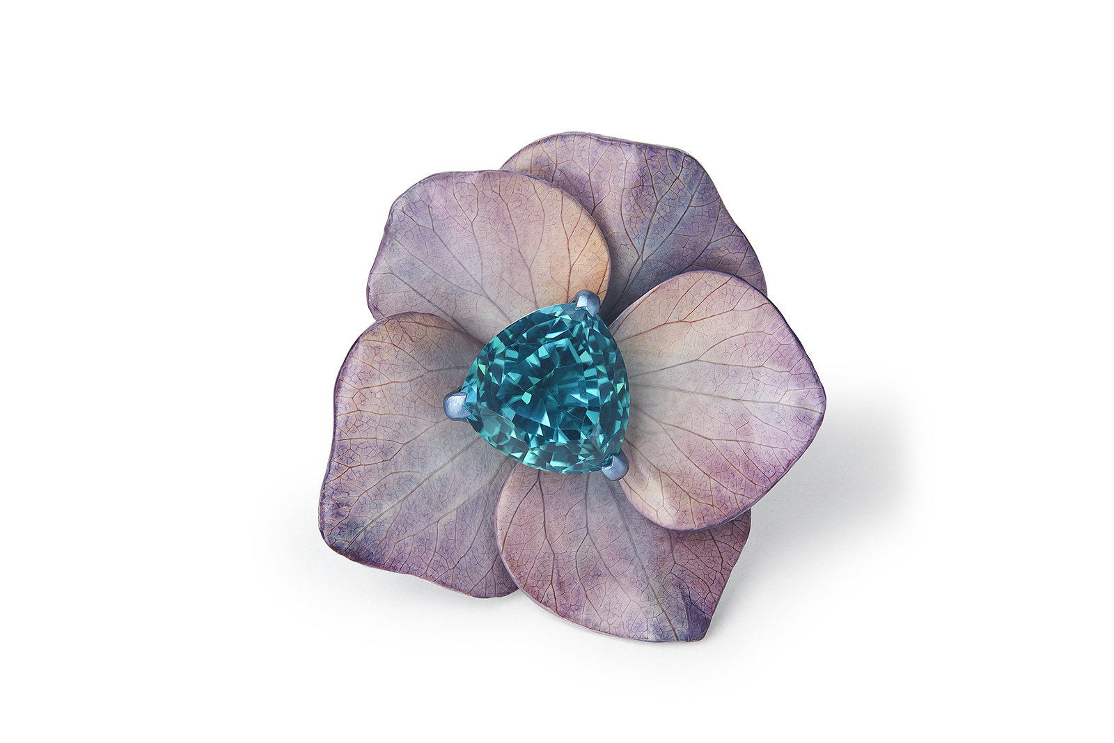  Boucheron 'Eternal Flowers' line 'Hortensia Violet Bleu' ring with 8.7ct indigolite tourmaline, diamonds and violet and blue sapphires in titanium