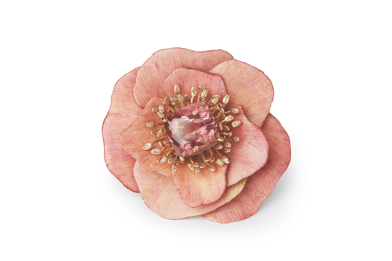  Boucheron 'Eternal Flowers' line 'Pivione Coral Charm' ring with 18.8ct Imperial topaz in red gold