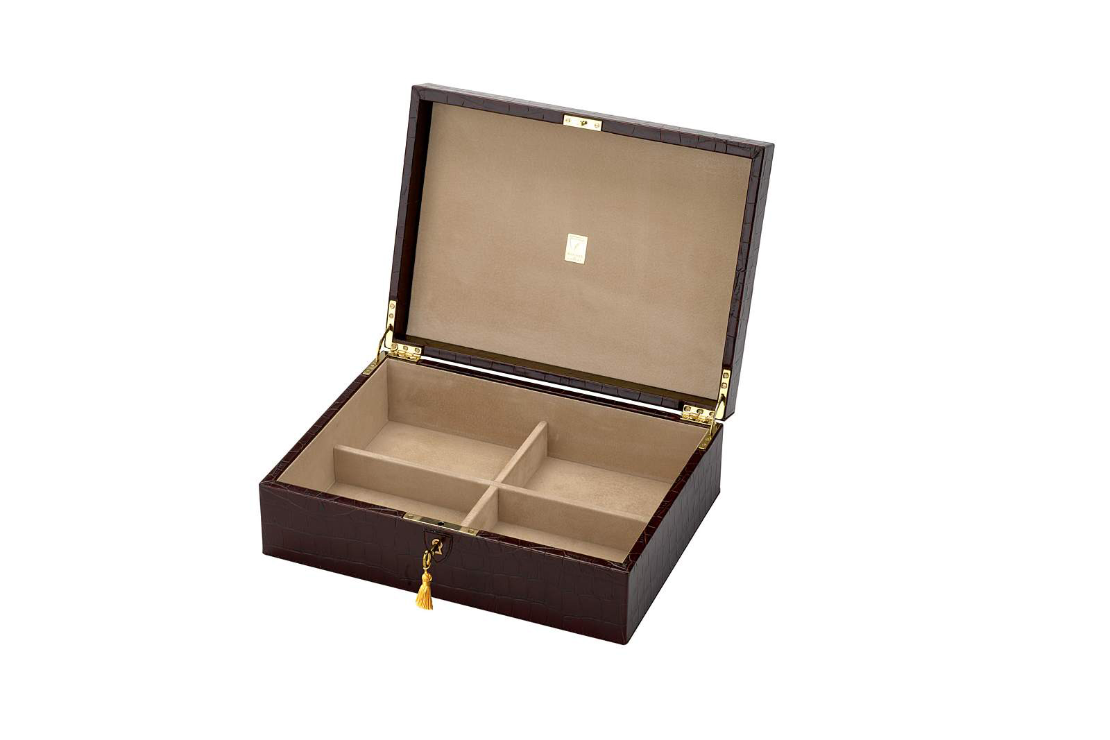  Aspinal of London ‘Grand Luxe’ jewellery box in croc print Italian calf leather and suede