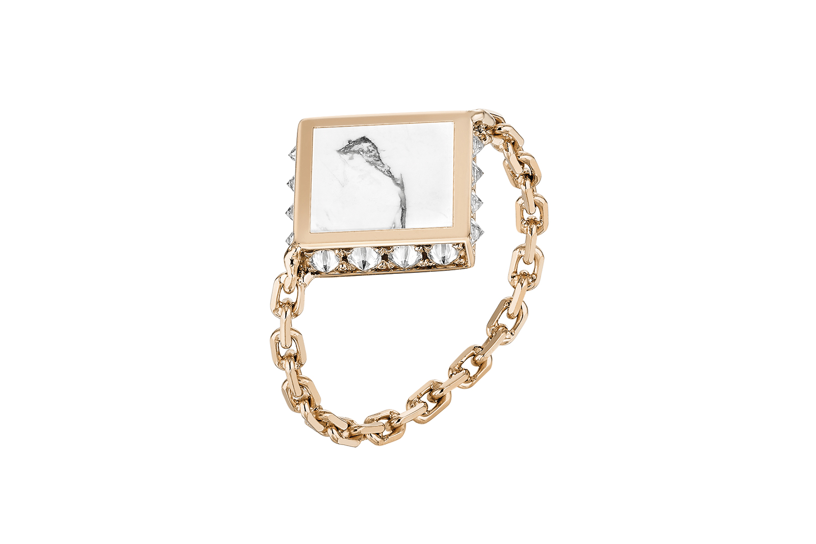  NUUN 'Tuwait' collection ring in howlite, diamonds and yellow gold 