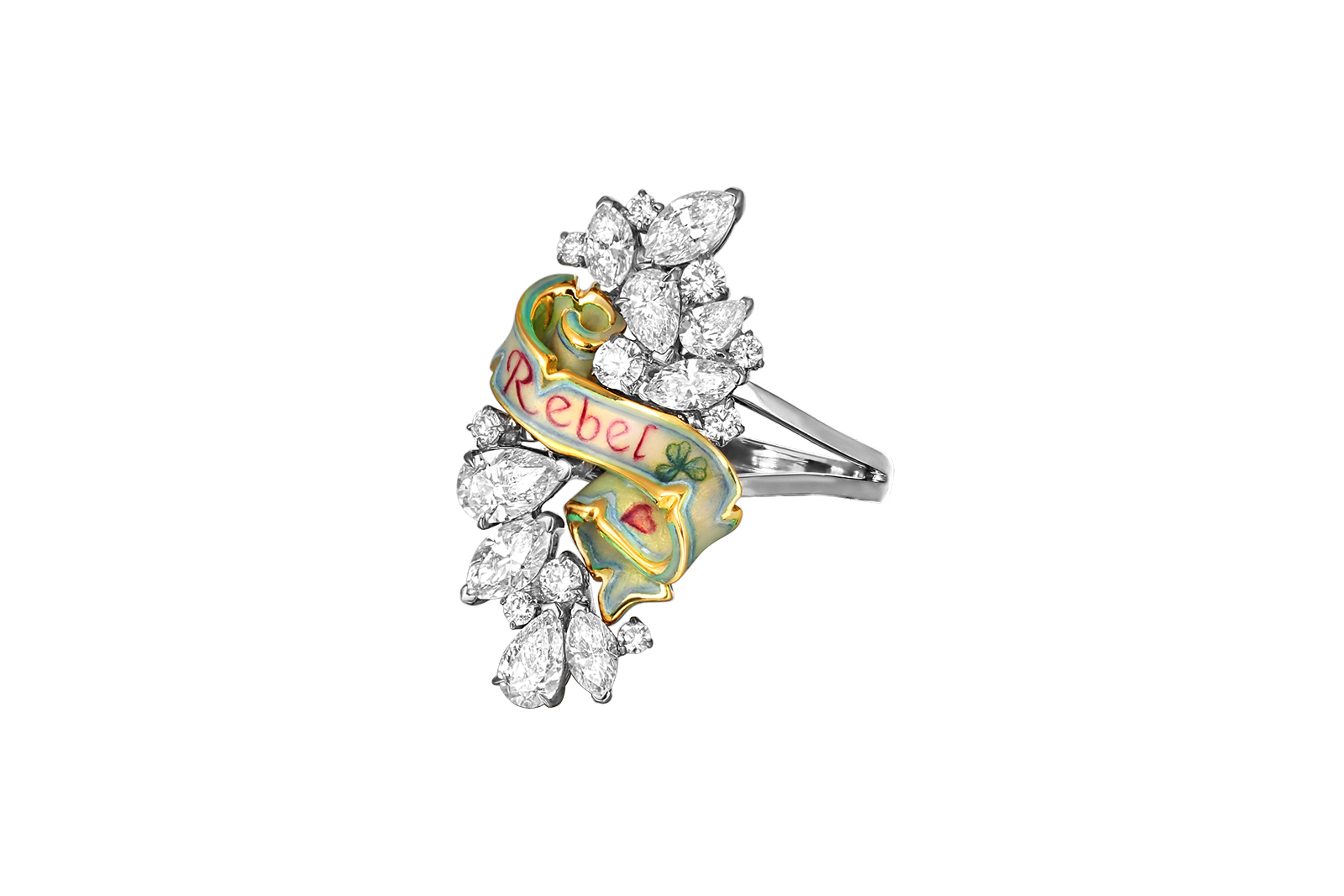  Liza Borzaya ring with enamel and diamonds from Get Inked! collection 