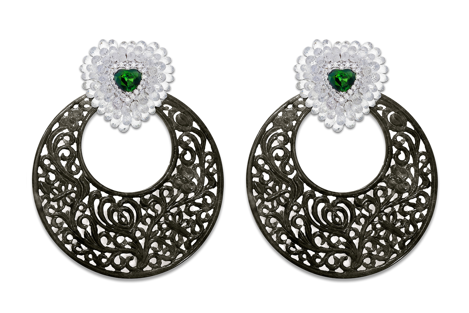  Spheni Switzerland jadeite earrings with diamonds and tourmalines