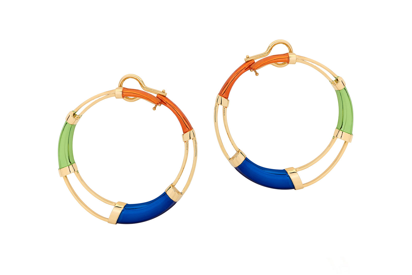  Carol Kauffmann 'Colours Hoops' earrings with enamel and 18k yellow gold