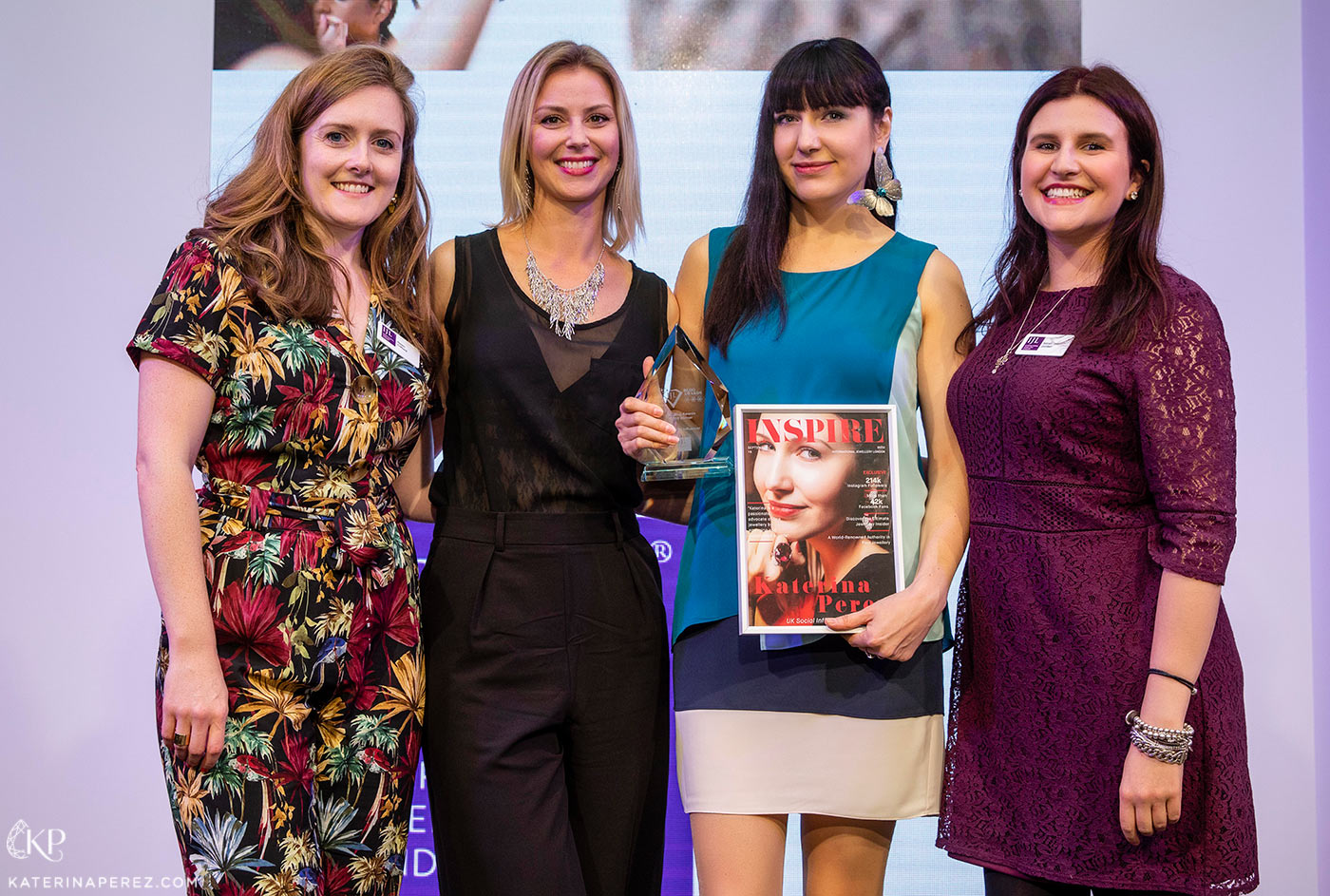 Katerina Perez with IJL awards judges (left to right) Helen Clifford, Rachel Galley and Sarah Jordan