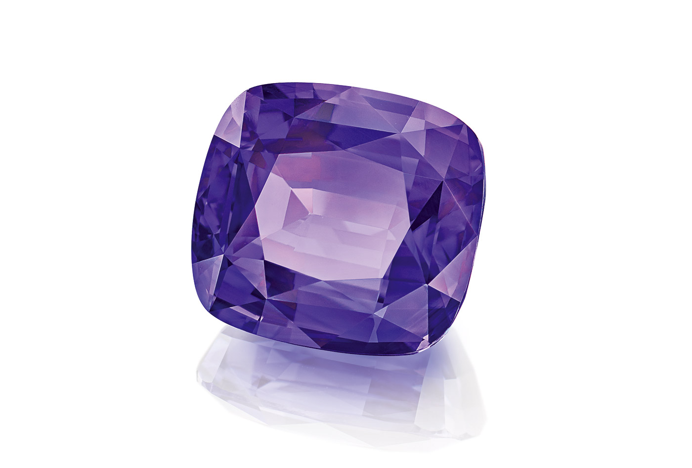 Constantin Wild cushion cut fancy coloured Sri Lankan deep violet sapphire
