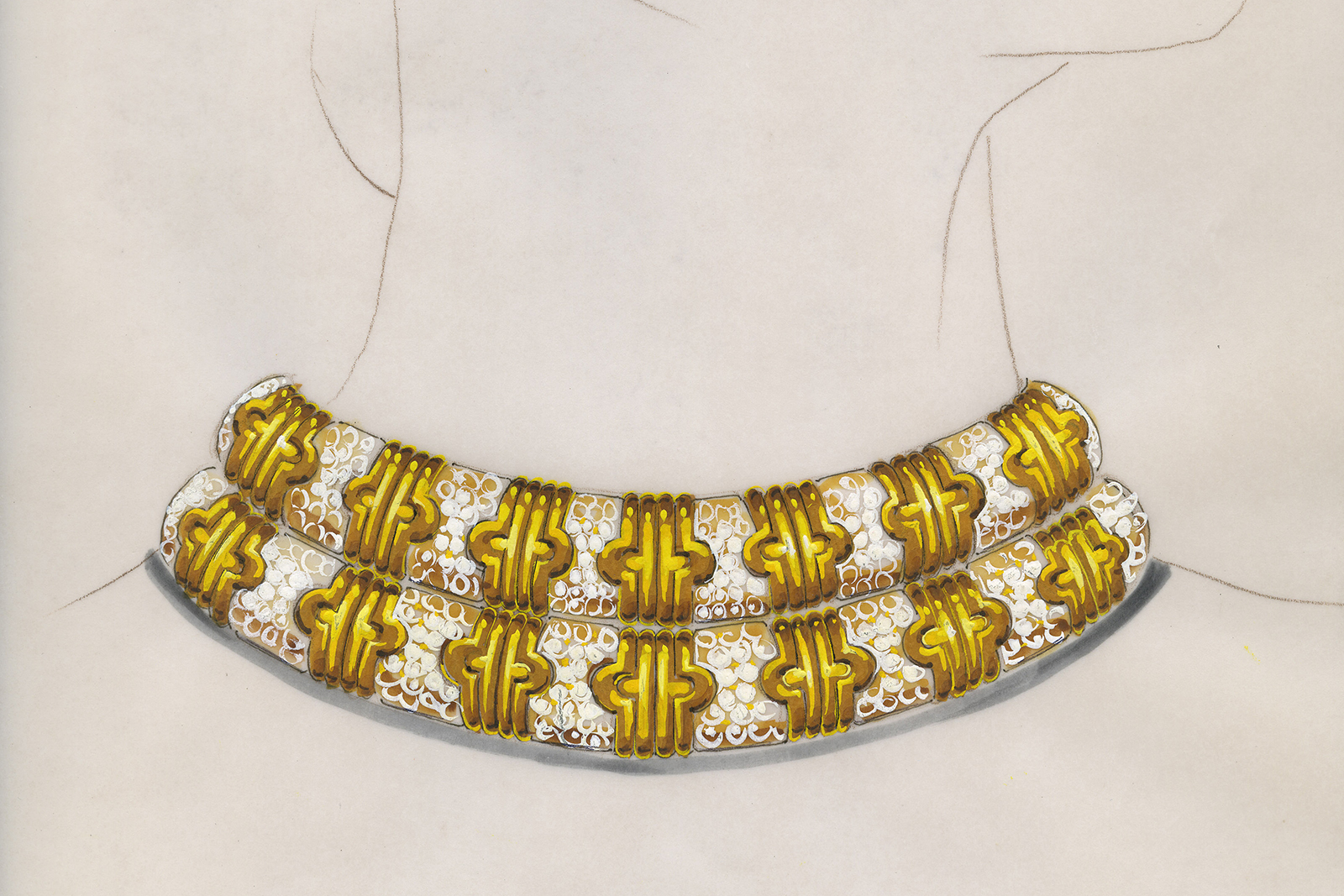  Bvlgari Heritage 'Parentesi' choker necklace with diamonds and 18k yellow gold