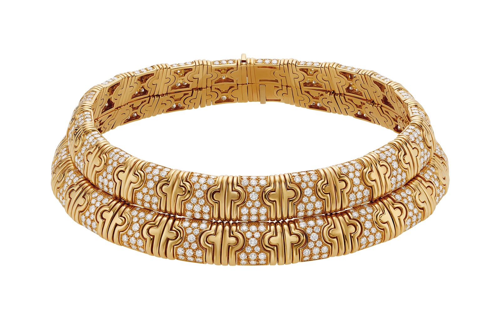  Bvlgari Heritage 'Parentesi' choker necklace with diamonds and 18k yellow gold