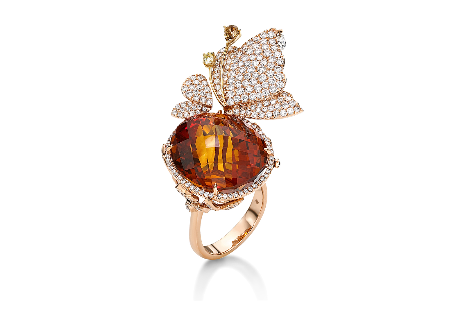  Jessica Fong ring with 33.74ct citrine and diamonds in 18k rose gold