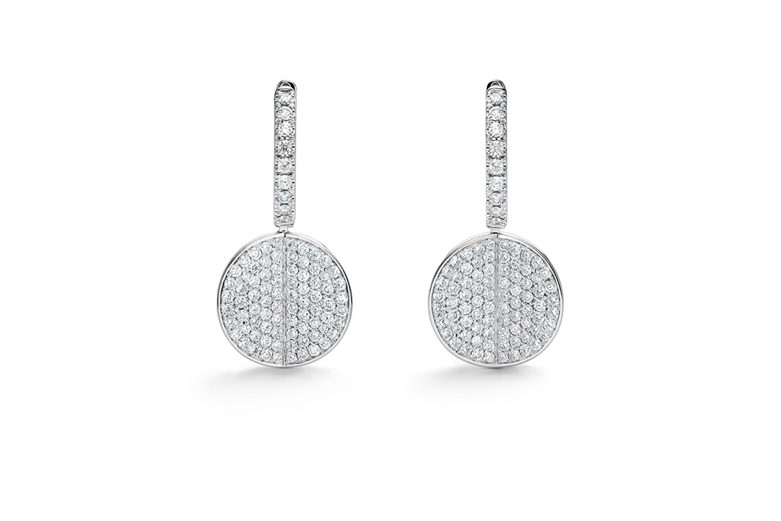  Bucherer 'B. Dimension' collection hoop earrings with diamonds in 18k white gold