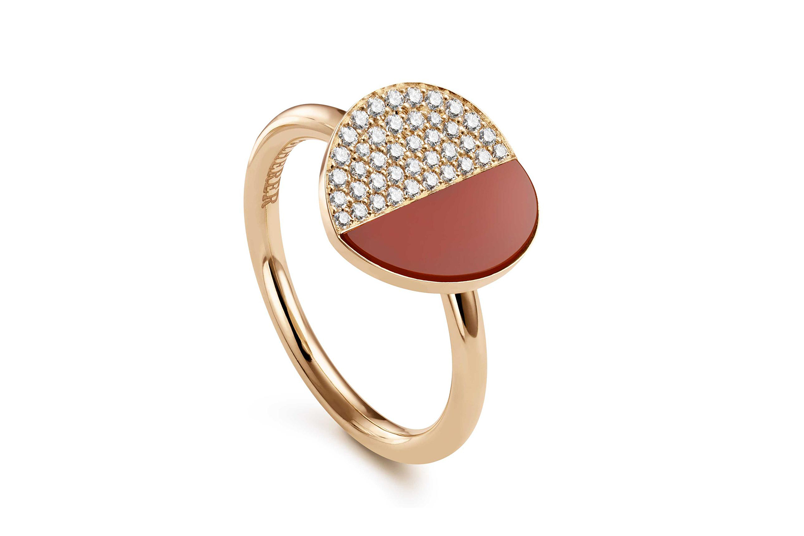  Bucherer 'B. Dimension' collection ring with diamonds and carnelian in 18k yellow gold