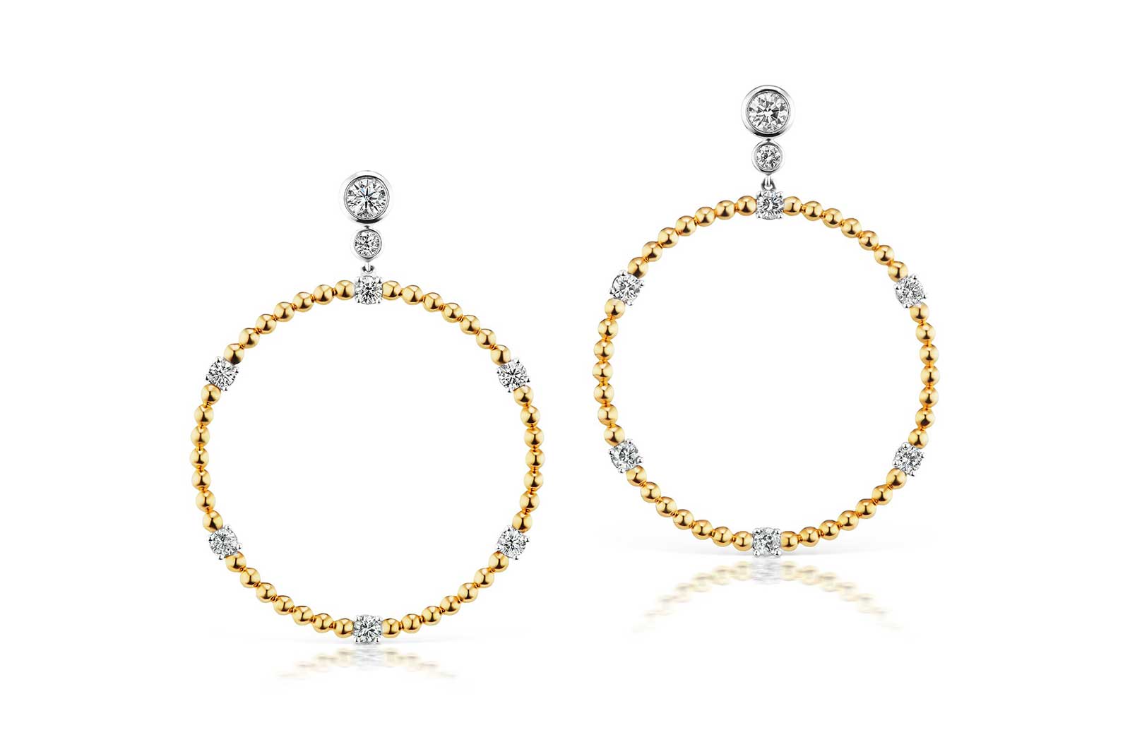  Maria Canale 'Flapper' collection earrings with diamonds in 18k yellow and white gold 