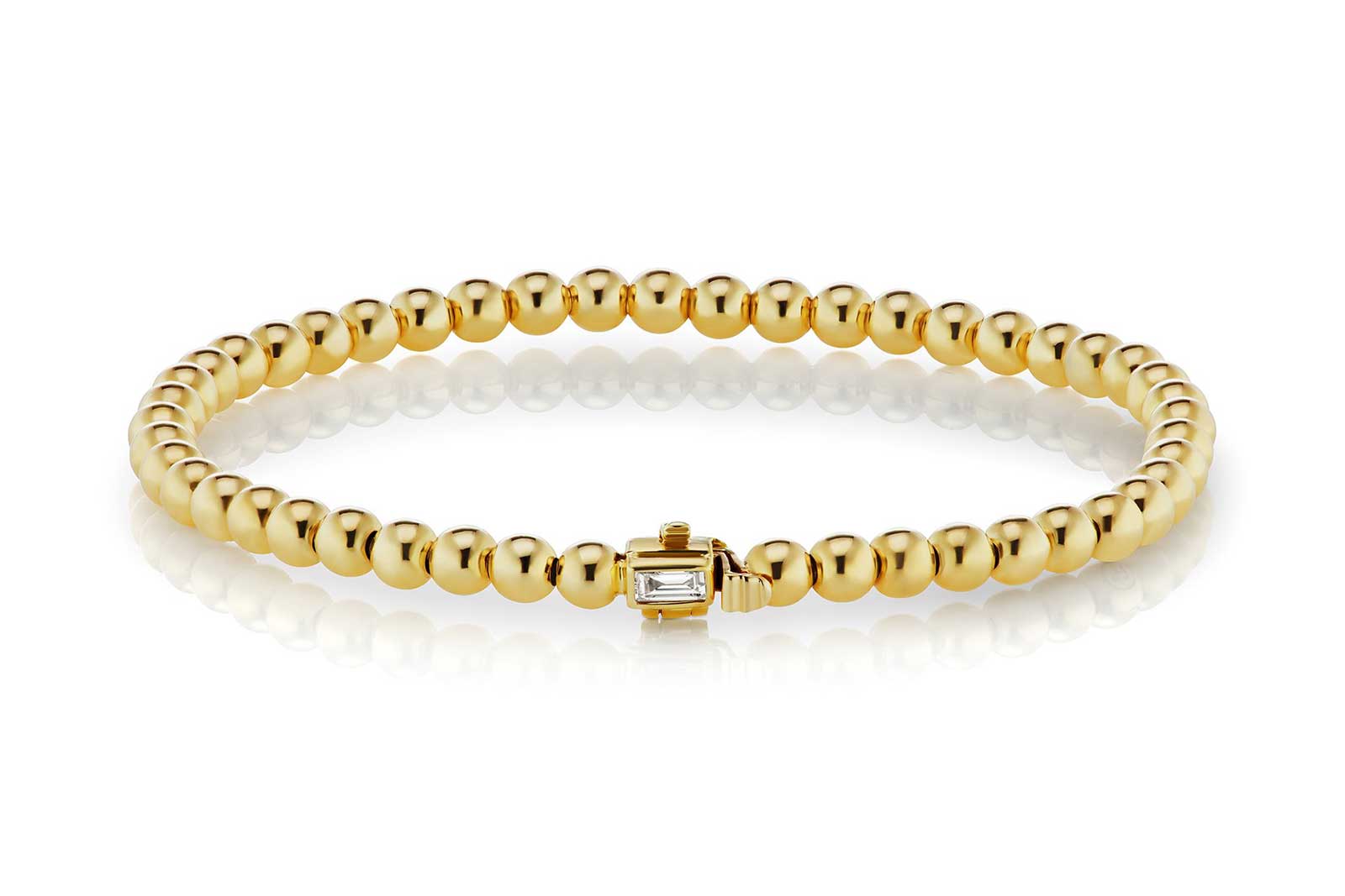  Maria Canale 'Flapper' collection bangle with baguette cut diamond in 18k yellow gold 