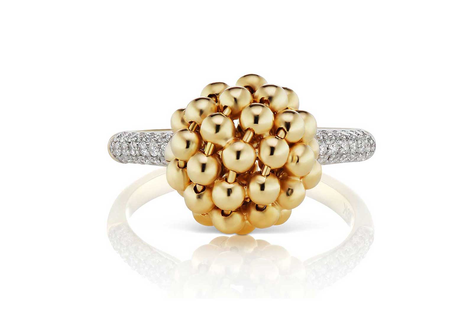 Maria Canale 'Flapper' collection ring with diamonds in 18k yellow and white gold 