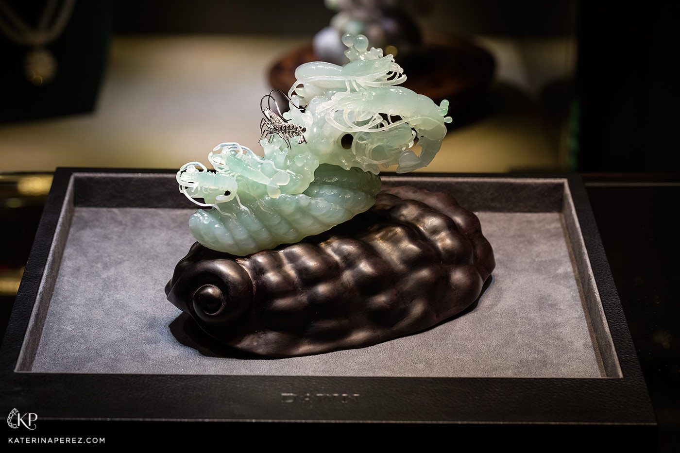 DAWN jewellery jadeite sculpture with diamond lobster