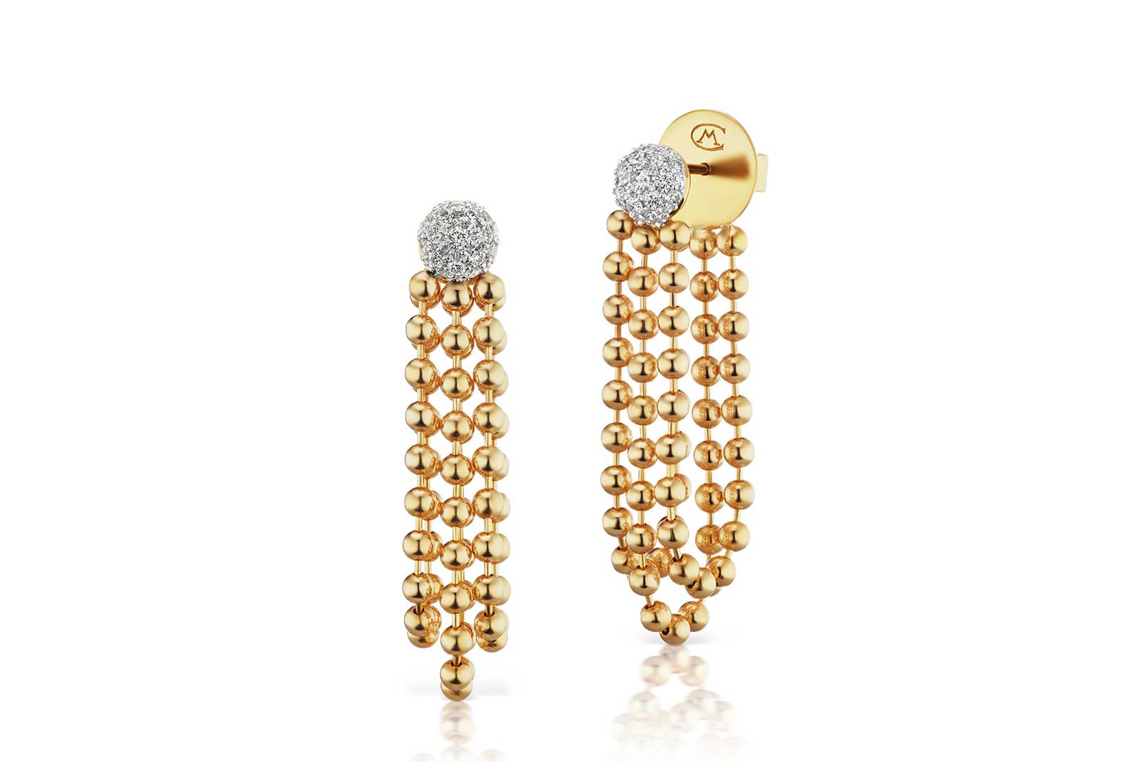 Maria Canale 'Flapper' collection earrings with diamonds in 18k yellow gold