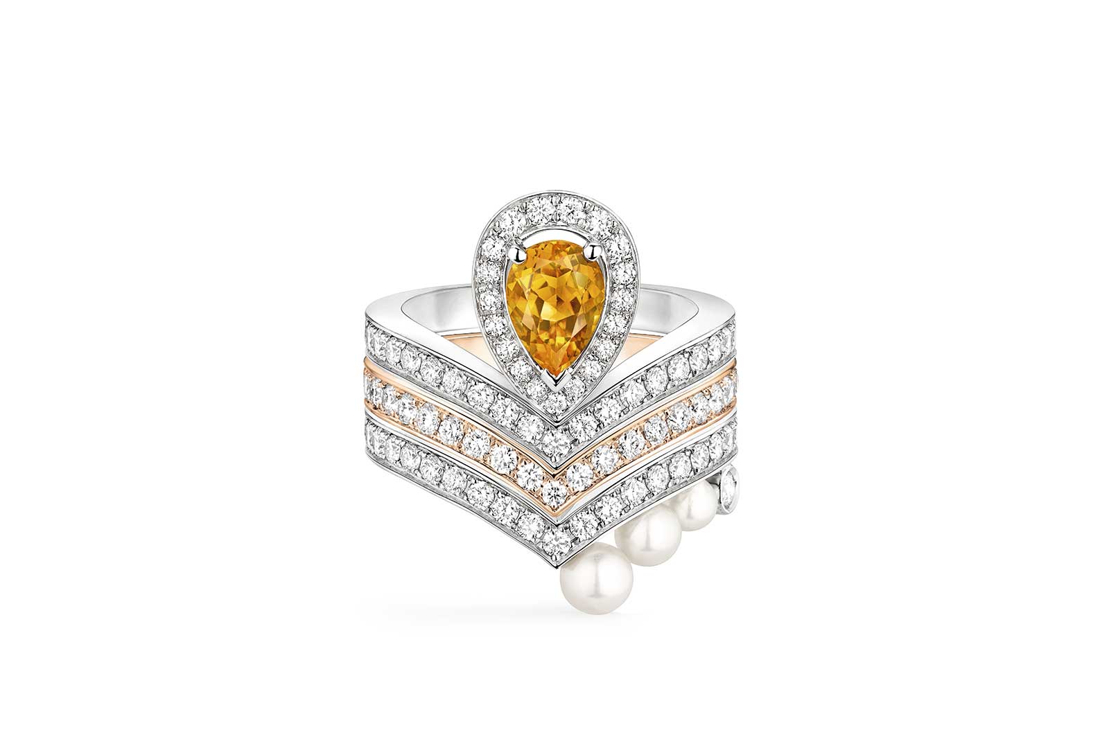  Chaumet 'Joséphine Aigrette' ring with 0.60ct citrine, pearls and diamonds