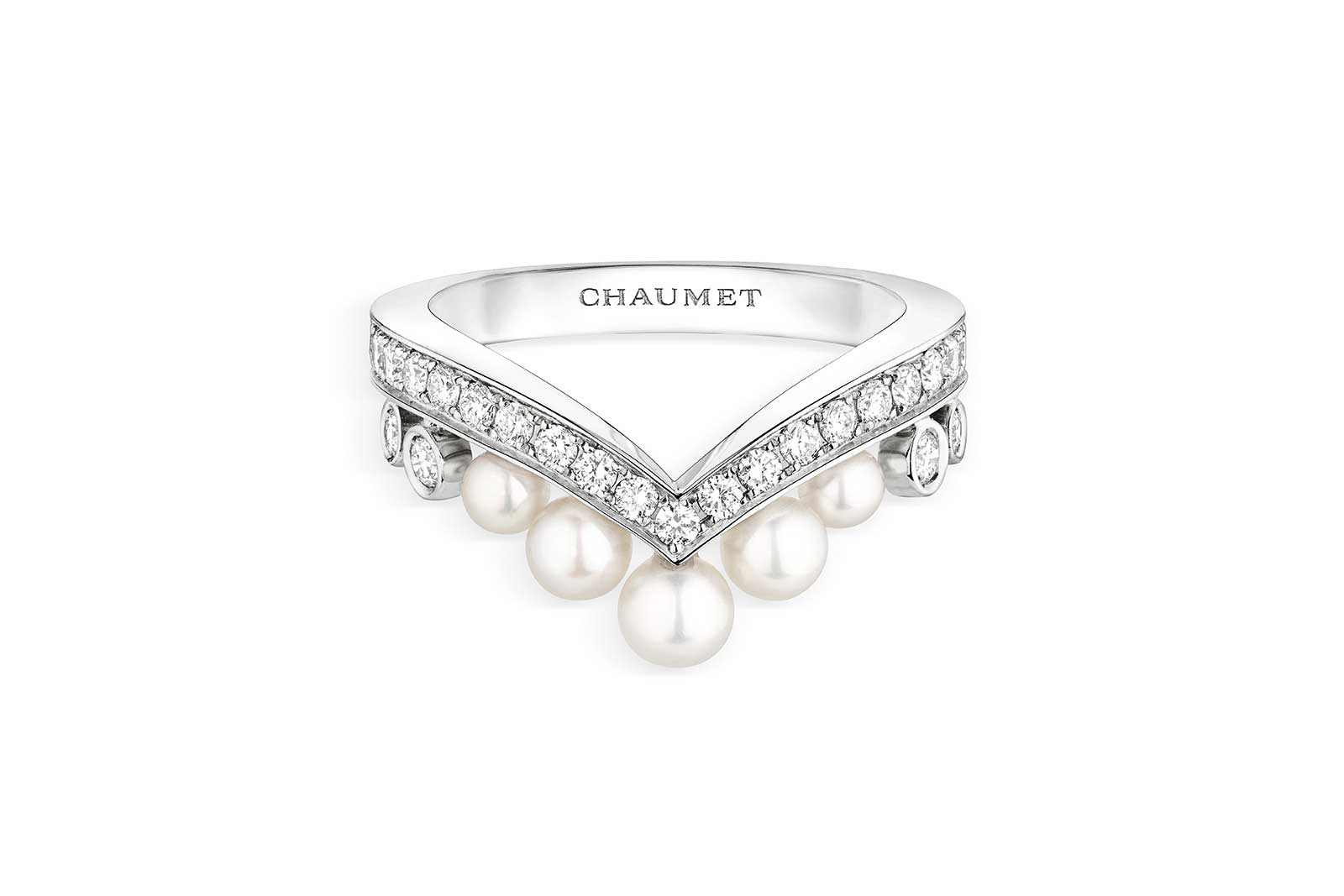  Chaumet 'Joséphine Aigrette' ring with pearls and diamonds