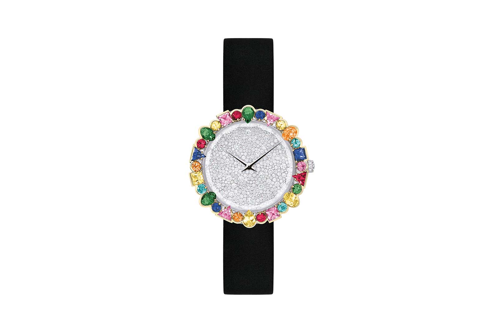  Dior ‘La D de Dior Cocotte’ watch with fancy colour sapphires, tsavorite garnets, rubies and diamonds in 18k white gold
