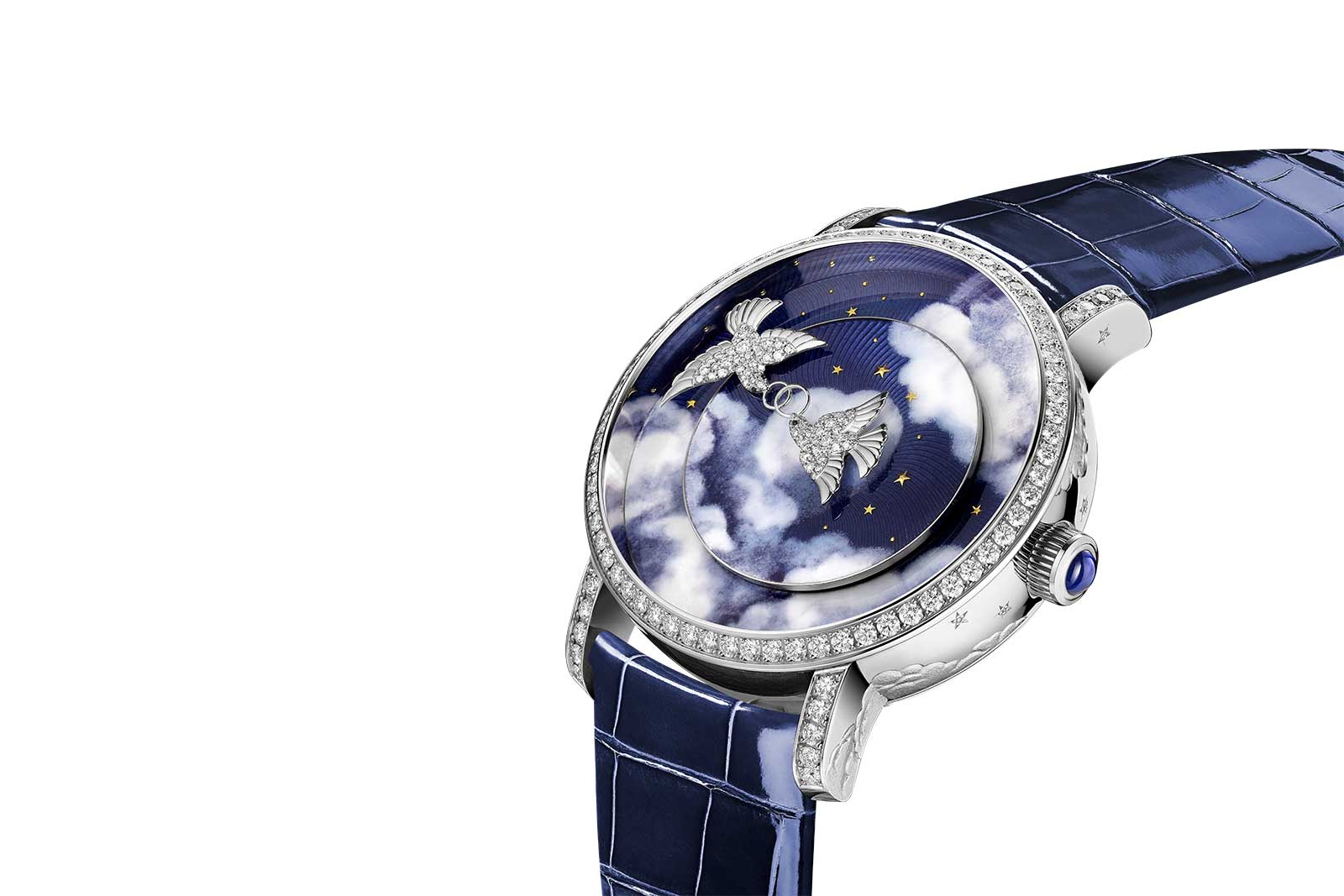  Chaumet 'Colombes' watch with 1.83ct diamonds and grand feu enamel in 18k white gold