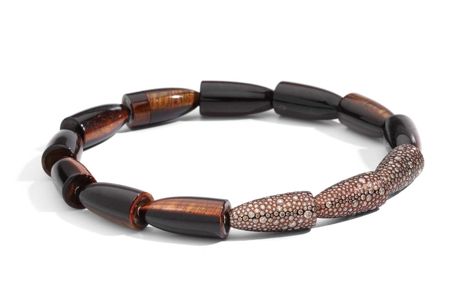  Vhernier 'Calla' necklace with brown diamonds in ox's eye and 18k rose gold
