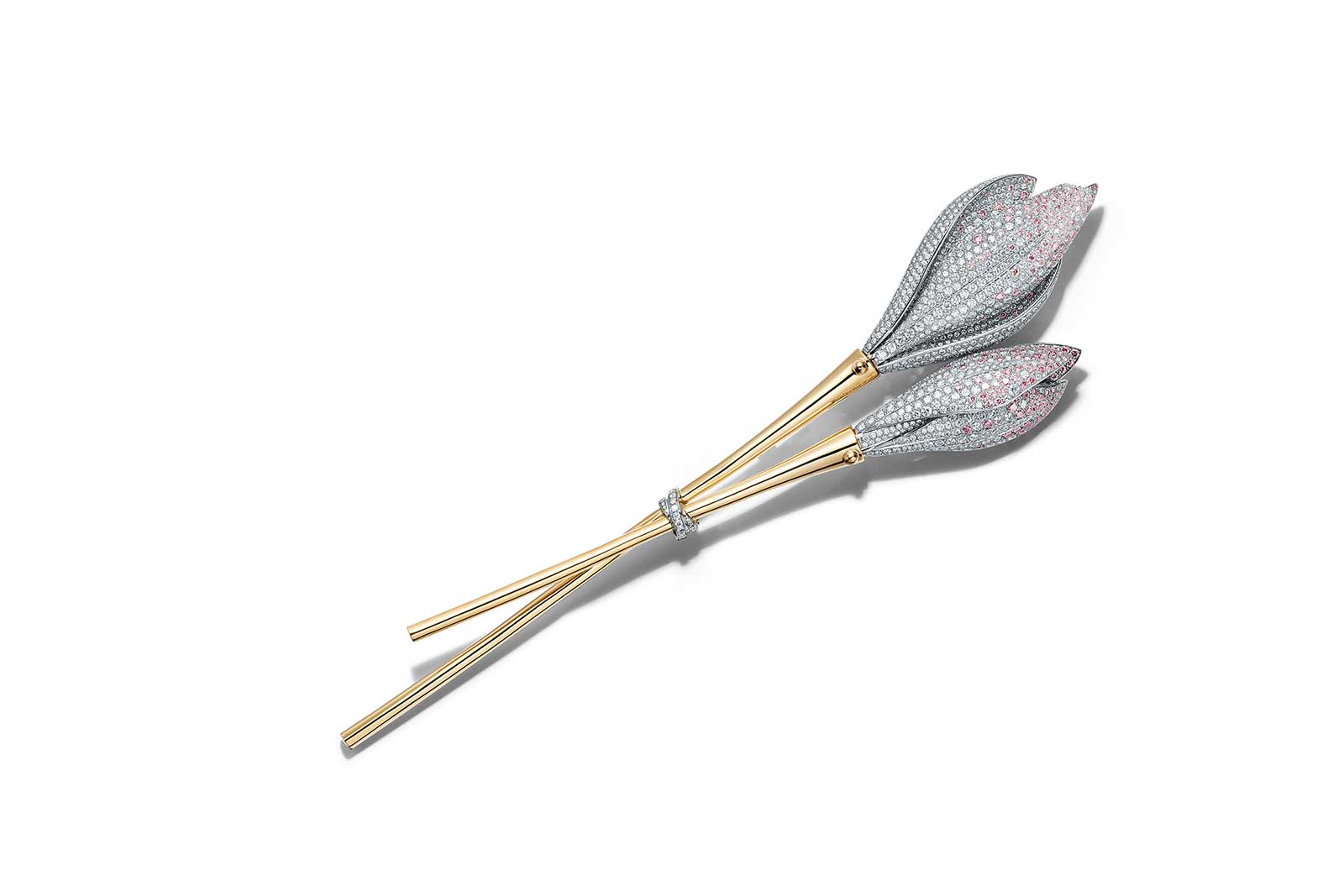  Tiffany&Co. brooch with a total of over 8ct colourless and pink diamonds in platinum and 18k yellow gold