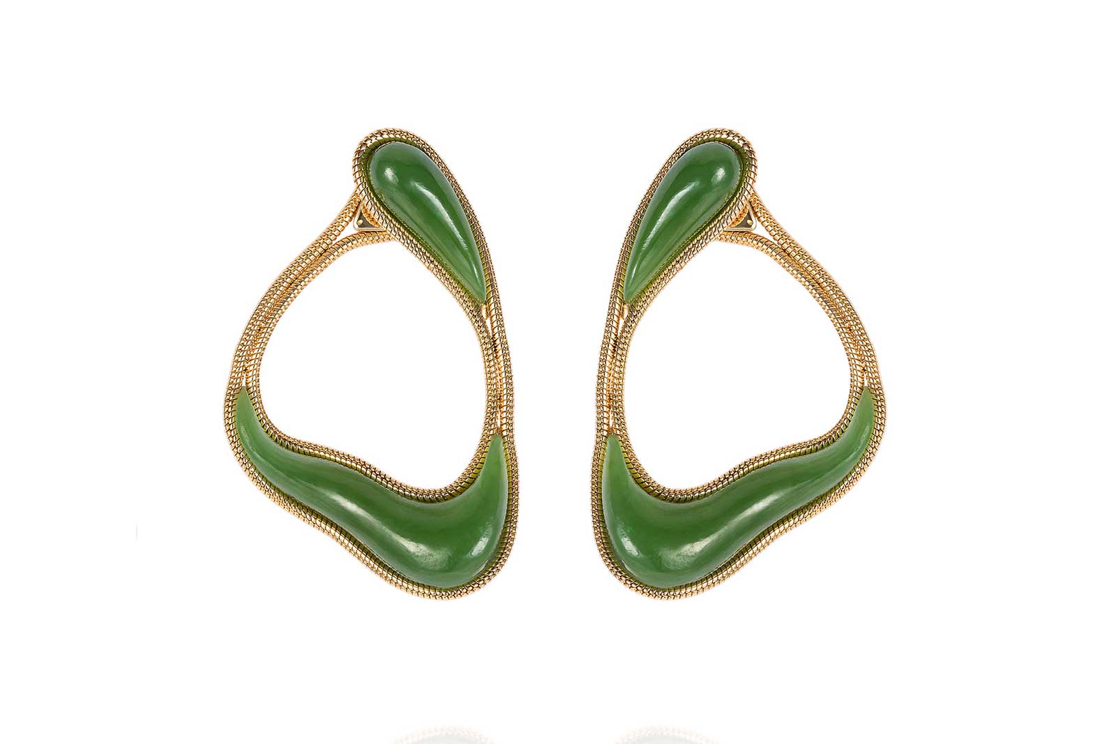  Fernando Jorge ‘Stream’ earrings with jade in 18k yellow gold