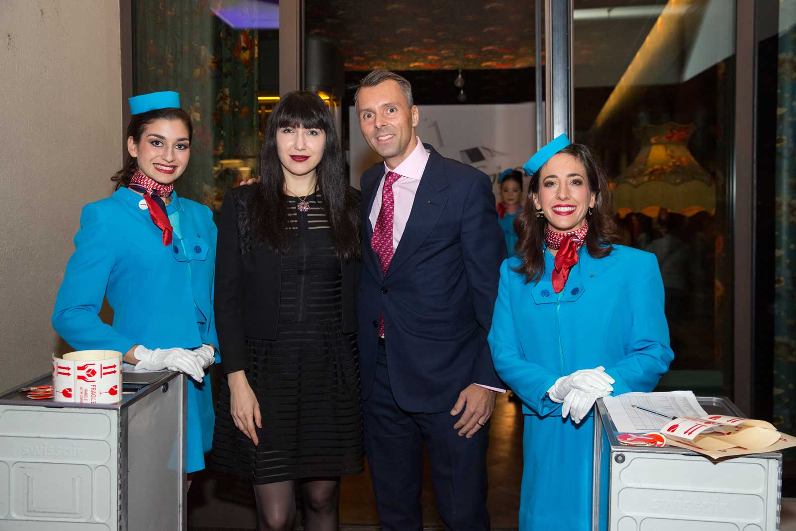  Katerina Perez with Rafael Gübelin and Gübelin's 'air hostesses'